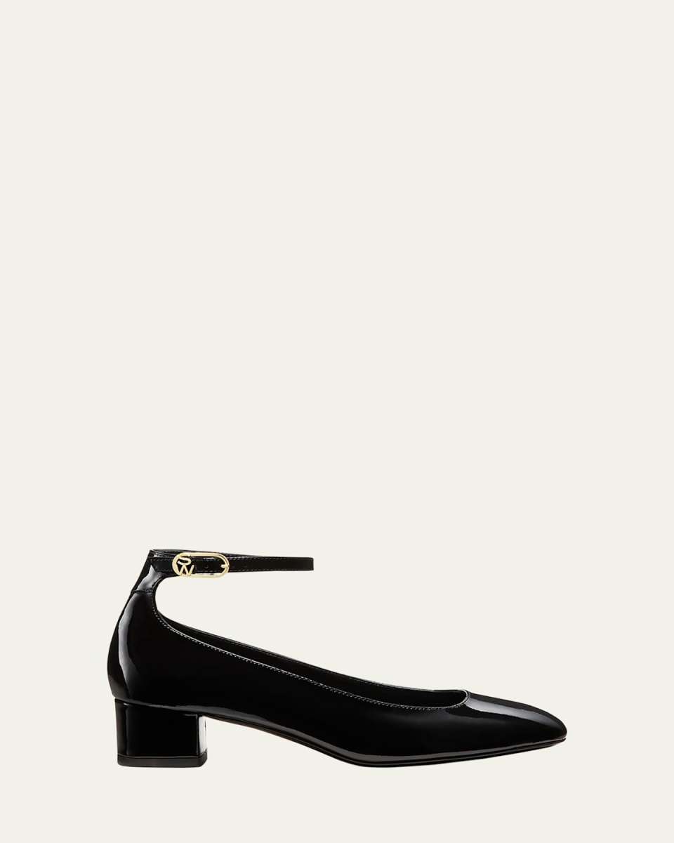Jane Patent Ankle-Strap Ballerina Pumps